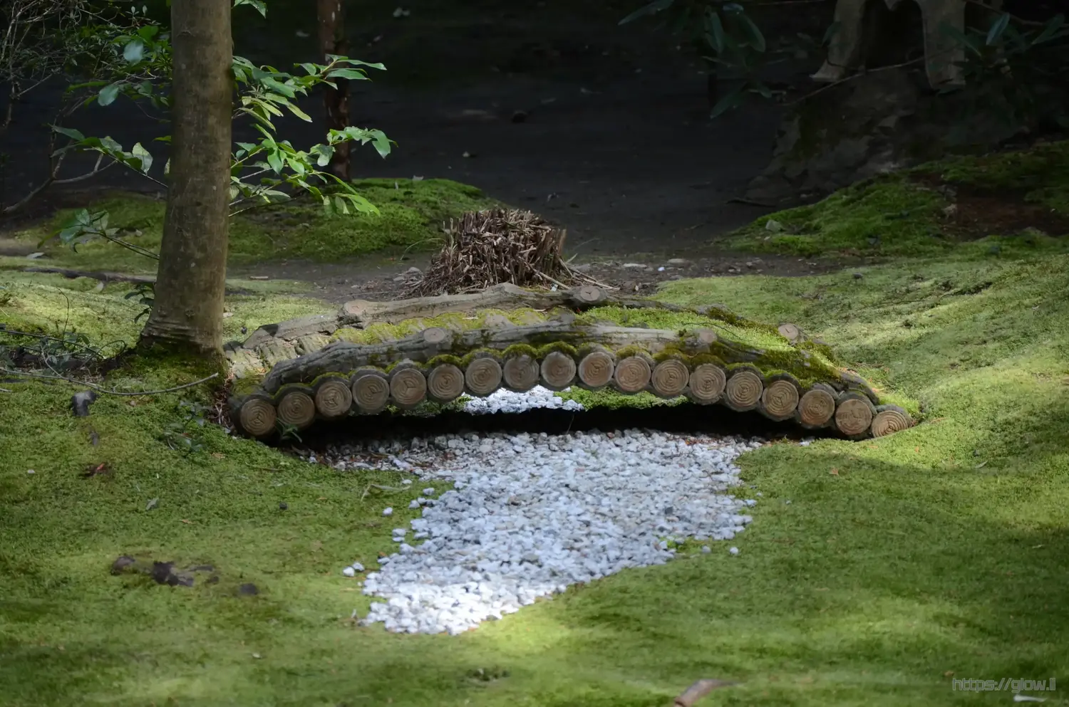 Small bridge over river of rocks
