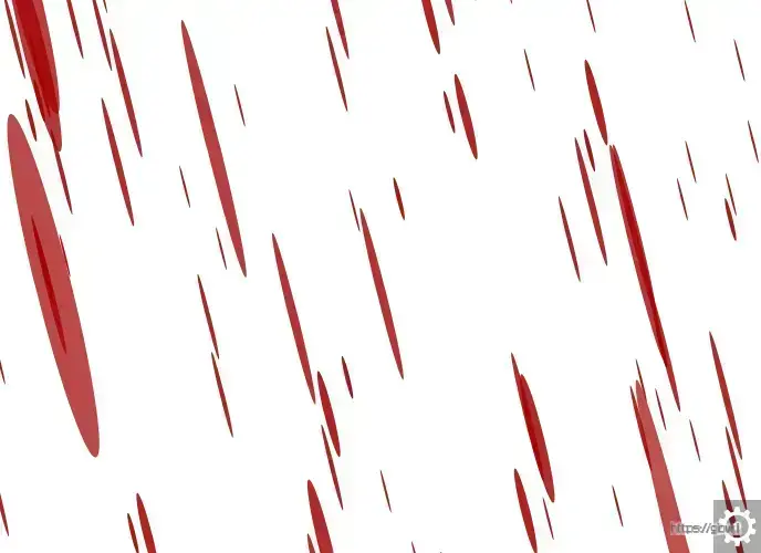 Screenshot of rain animation. Background is white and rain is red
